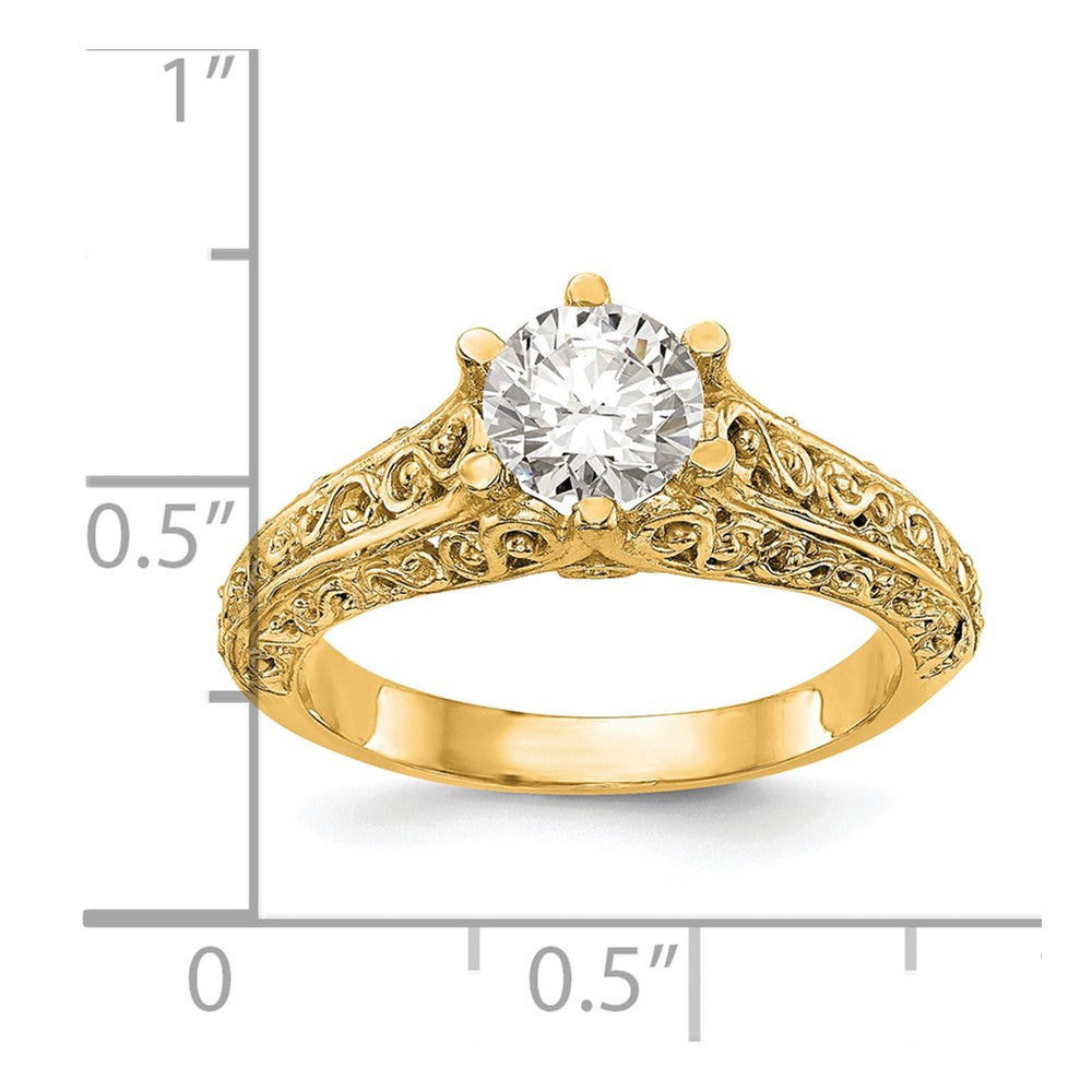 14k Yellow Gold 1.25 carat (7.00 mm) 6-Prong Vintage Round Solitaire Engagement Ring Mounting