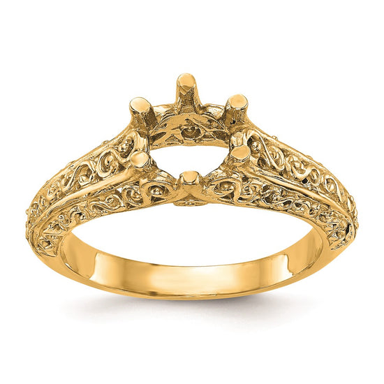 14k Yellow Gold 1.25 carat (7.00 mm) 6-Prong Vintage Round Solitaire Engagement Ring Mounting