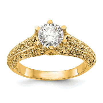 14k Yellow Gold 1.25 carat (7.00 mm) 6-Prong Vintage Round Solitaire Engagement Ring Mounting