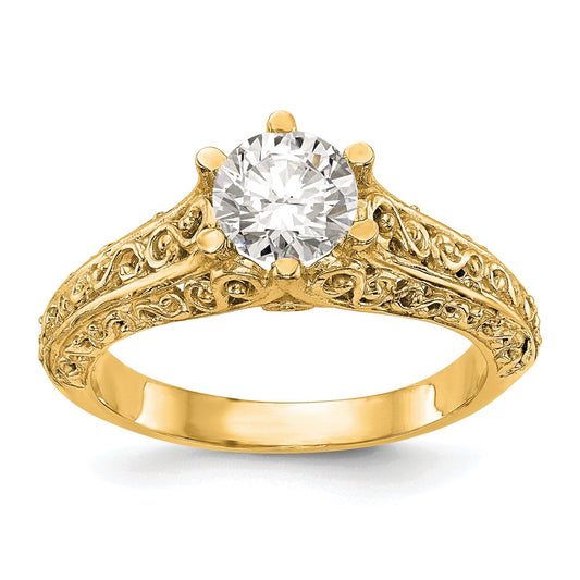 14k Yellow Gold 1.25 carat (7.00 mm) 6-Prong Vintage Round Solitaire Engagement Ring Mounting