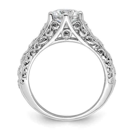 14k White Gold 1.25 carat (7.00 mm) 6-Prong Vintage Round Solitaire Engagement Ring Mounting