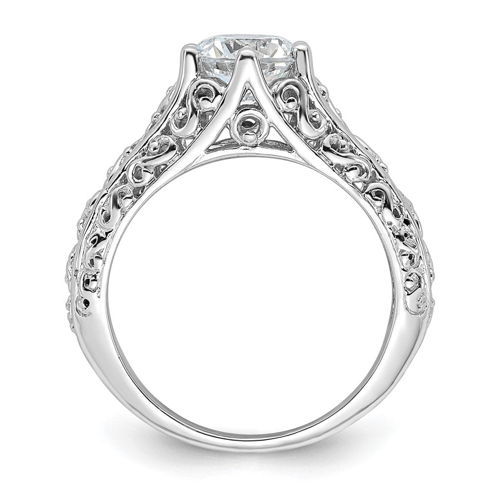 14k White Gold 1.25 carat (7.00 mm) 6-Prong Vintage Round Solitaire Engagement Ring Mounting