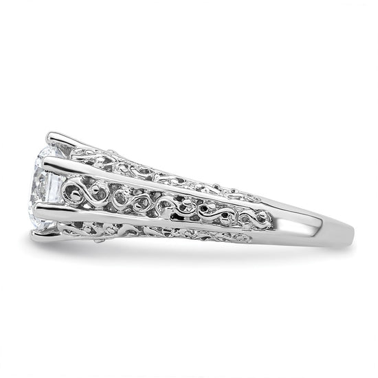 14k White Gold 1.25 carat (7.00 mm) 6-Prong Vintage Round Solitaire Engagement Ring Mounting