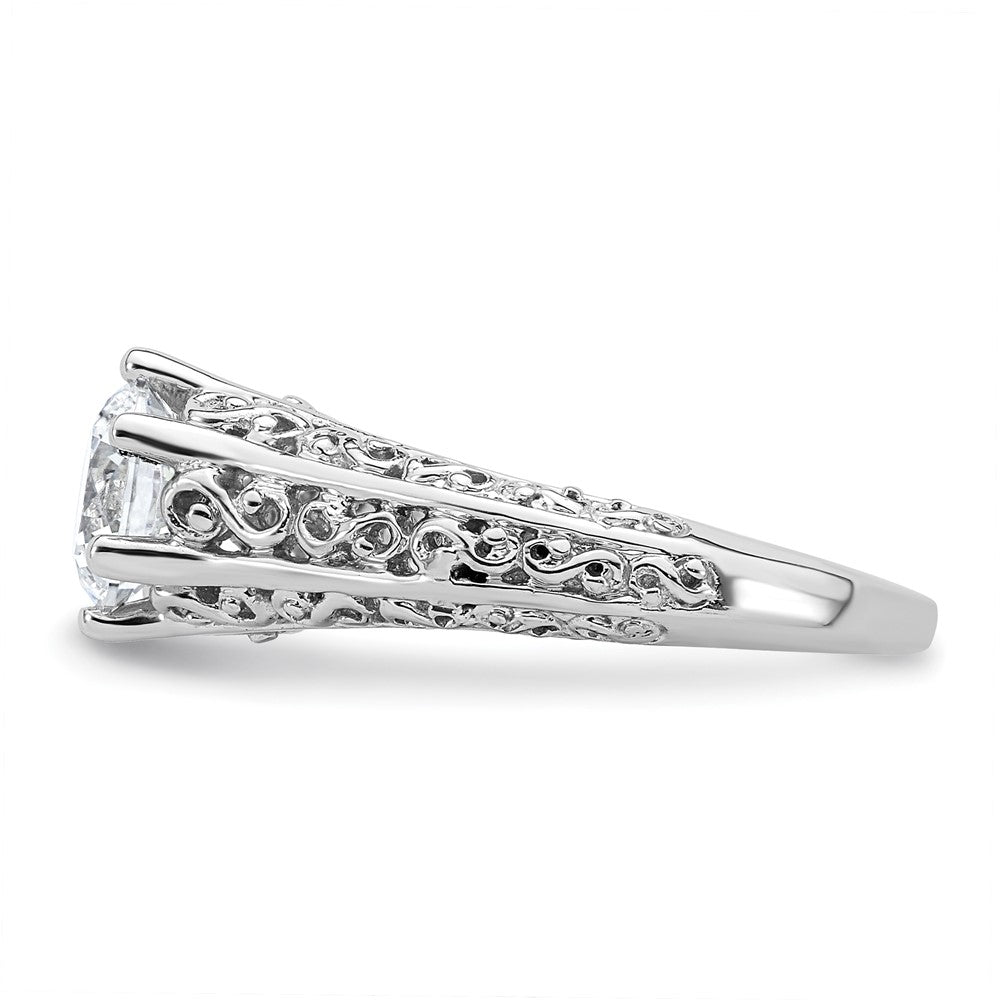 14k White Gold 1.25 carat (7.00 mm) 6-Prong Vintage Round Solitaire Engagement Ring Mounting