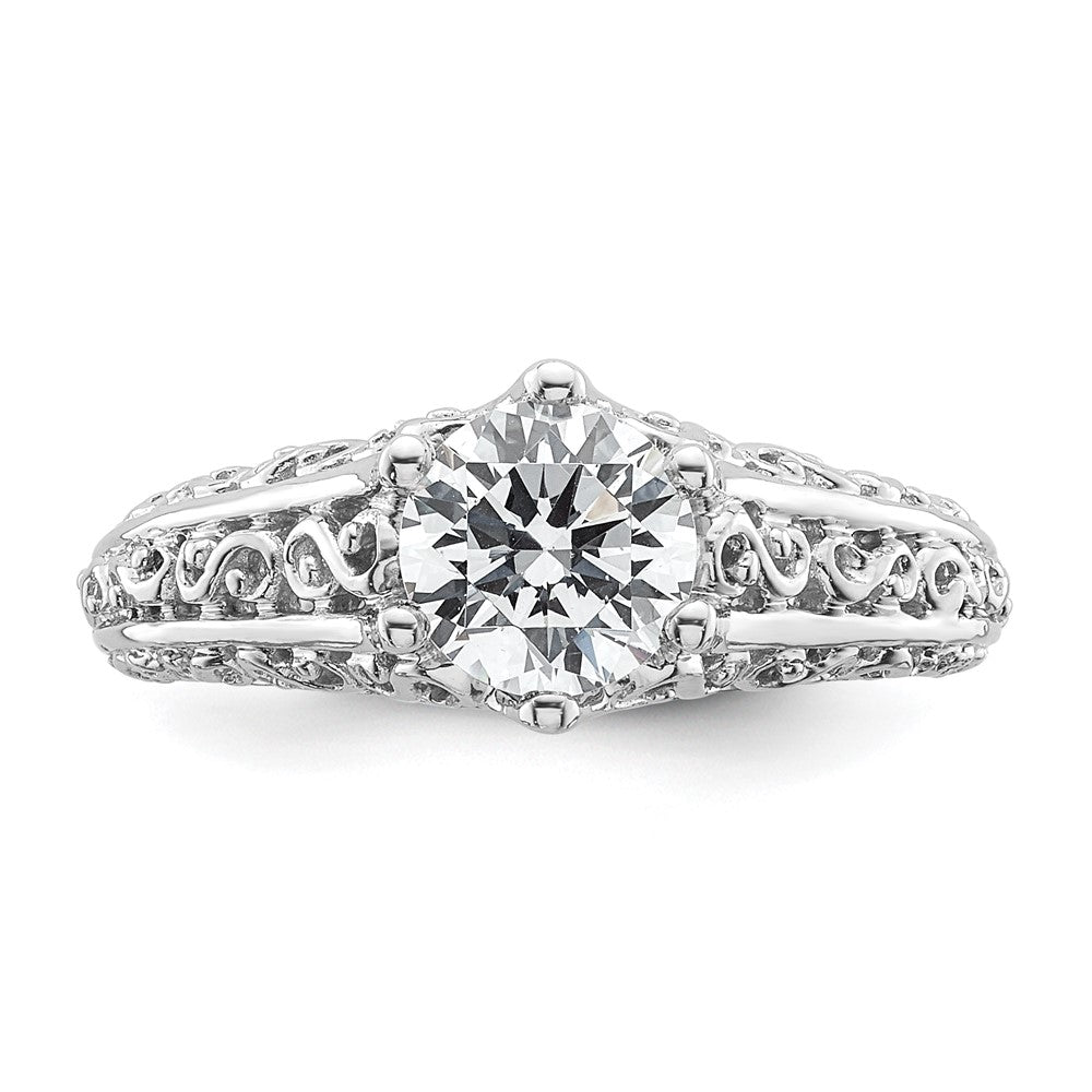 14k White Gold 1.25 carat (7.00 mm) 6-Prong Vintage Round Solitaire Engagement Ring Mounting