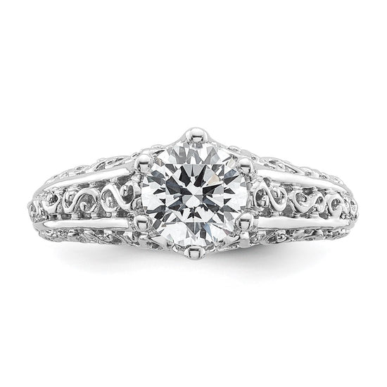 14k White Gold 1.25 carat (7.00 mm) 6-Prong Vintage Round Solitaire Engagement Ring Mounting