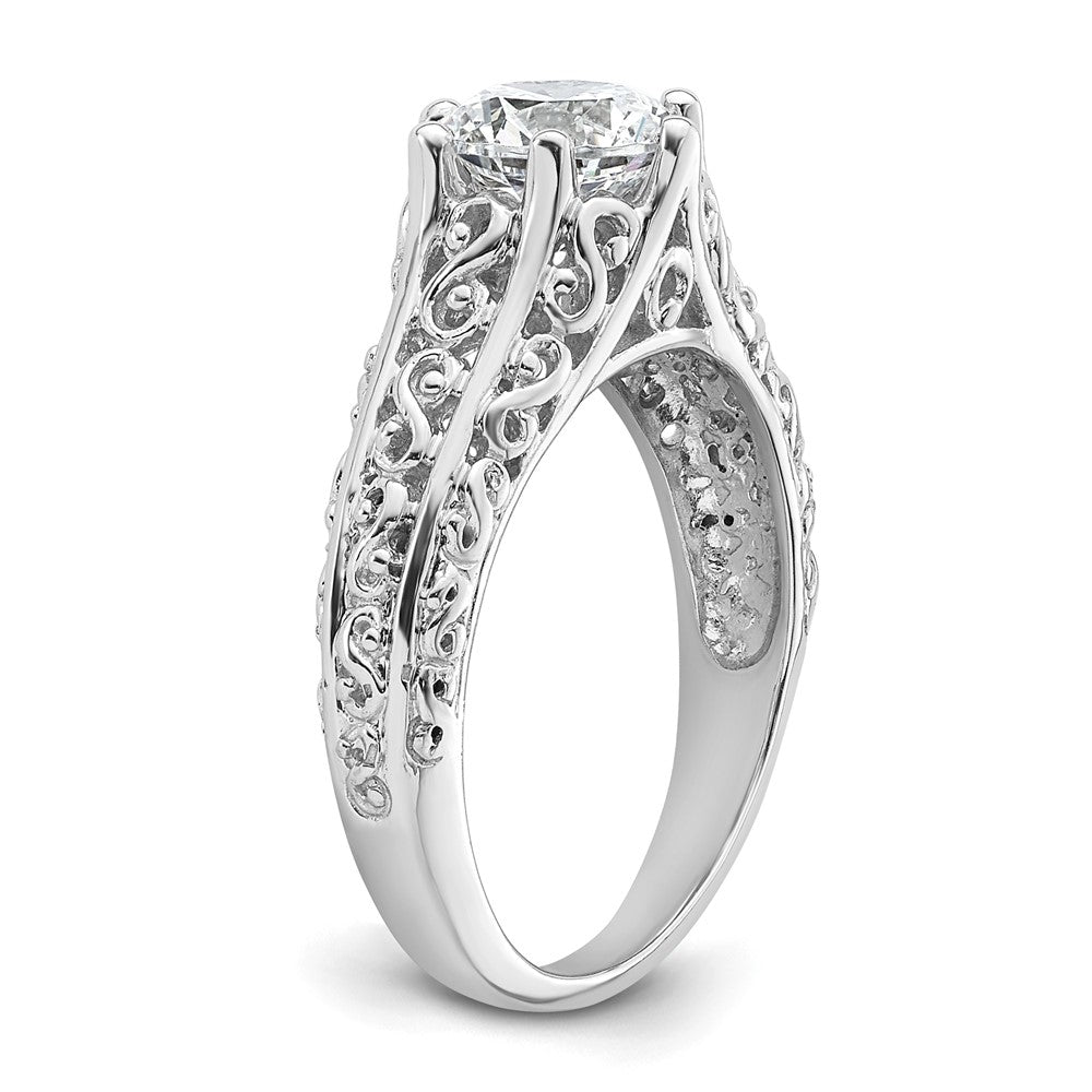 14k White Gold 1.25 carat (7.00 mm) 6-Prong Vintage Round Solitaire Engagement Ring Mounting