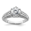 14k White Gold 1.25 carat (7.00 mm) 6-Prong Vintage Round Solitaire Engagement Ring Mounting