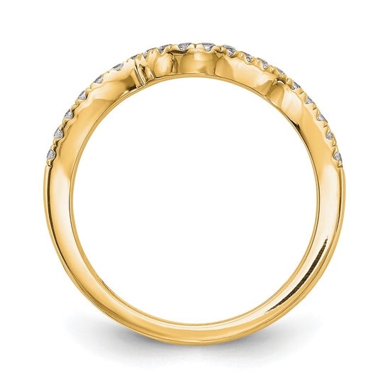 14k Yellow Gold 1/5 carat Diamond Contoured Complete Wedding Band