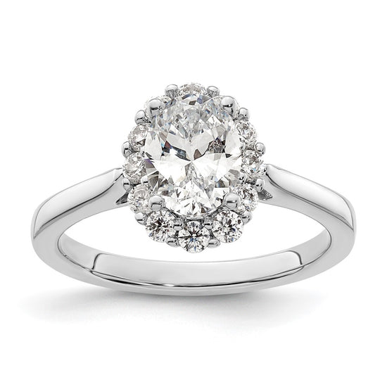 Oval Halo Engagement Diamond Semi-mount Ring