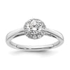 14k White Gold Halo (Holds 1/2 carat (5.1mm) Round Center) 1/5 carat Diamond Semi-mount Engagement Ring