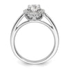 14k White Gold Halo (Holds 3/4 carat (5.8mm) Round Center) 1/4 carat Diamond Semi-mount Engagement Ring