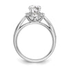 14k White Gold Halo (Holds 1 carat (6.5mm) Round Center) 1/3 carat Diamond Semi-mount Engagement Ring