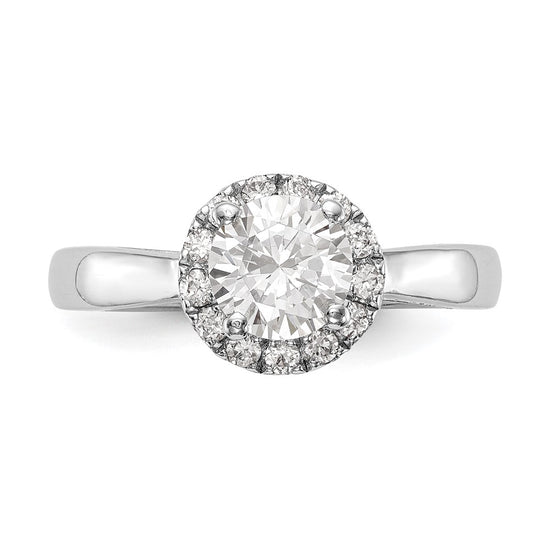 14k White Gold Halo (Holds 1 carat (6.5mm) Round Center) 1/3 carat Diamond Semi-mount Engagement Ring