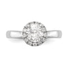 14k White Gold Halo (Holds 1 carat (6.5mm) Round Center) 1/3 carat Diamond Semi-mount Engagement Ring