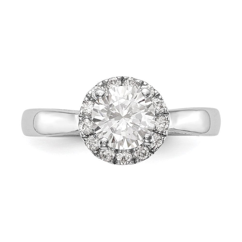 14k White Gold Halo (Holds 1 carat (6.5mm) Round Center) 1/3 carat Diamond Semi-mount Engagement Ring