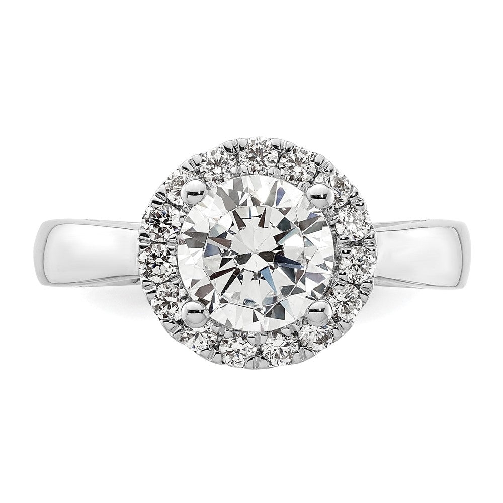 14k White Gold Halo (Holds 1.5 carat (7.5mm) Round Center) 3/8 carat Diamond Semi-mount Engagement Ring