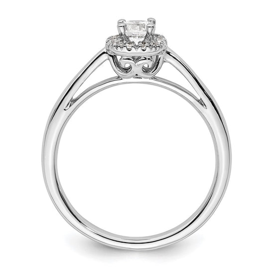 14k White Gold Halo (Holds 1/4 carat (4.1mm) Round Center) 1/8 carat Diamond Semi-mount Engagement Ring