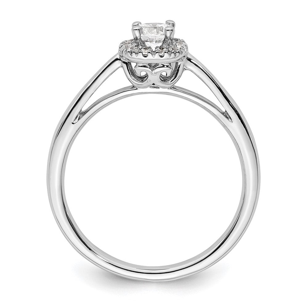 14k White Gold Halo (Holds 1/4 carat (4.1mm) Round Center) 1/8 carat Diamond Semi-mount Engagement Ring