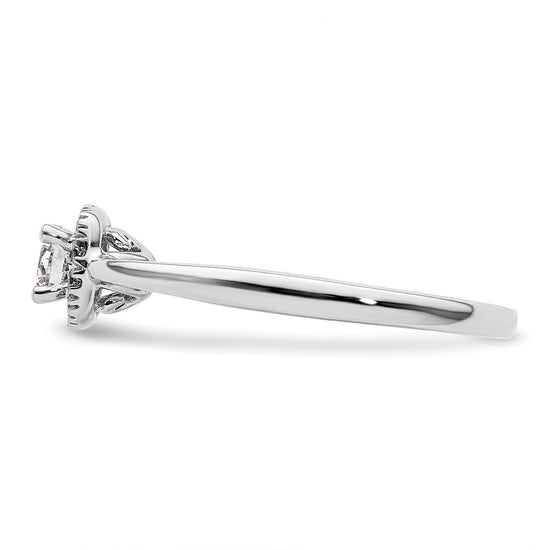 14k White Gold Halo (Holds 1/4 carat (4.1mm) Round Center) 1/8 carat Diamond Semi-mount Engagement Ring