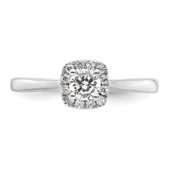 14k White Gold Halo (Holds 1/4 carat (4.1mm) Round Center) 1/8 carat Diamond Semi-mount Engagement Ring