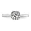 14k White Gold Halo (Holds 1/4 carat (4.1mm) Round Center) 1/8 carat Diamond Semi-mount Engagement Ring