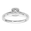 14k White Gold Halo (Holds 1/4 carat (4.1mm) Round Center) 1/8 carat Diamond Semi-mount Engagement Ring