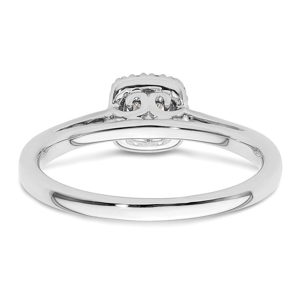 14k White Gold Halo (Holds 1/4 carat (4.1mm) Round Center) 1/8 carat Diamond Semi-mount Engagement Ring
