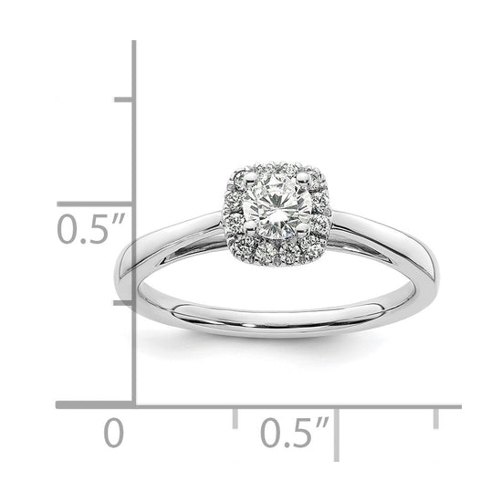 14k White Gold Halo (Holds 1/4 carat (4.1mm) Round Center) 1/8 carat Diamond Semi-mount Engagement Ring