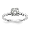 14k White Gold Halo (Holds 1/4 carat (4.1mm) Round Center) 1/8 carat Diamond Semi-mount Engagement Ring