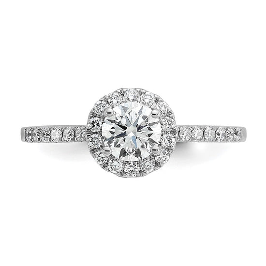14k White Gold 3/4 carat Lab Grown Diamond VS/SI+ G+ Complete Size 7 Halo Engagement Ring