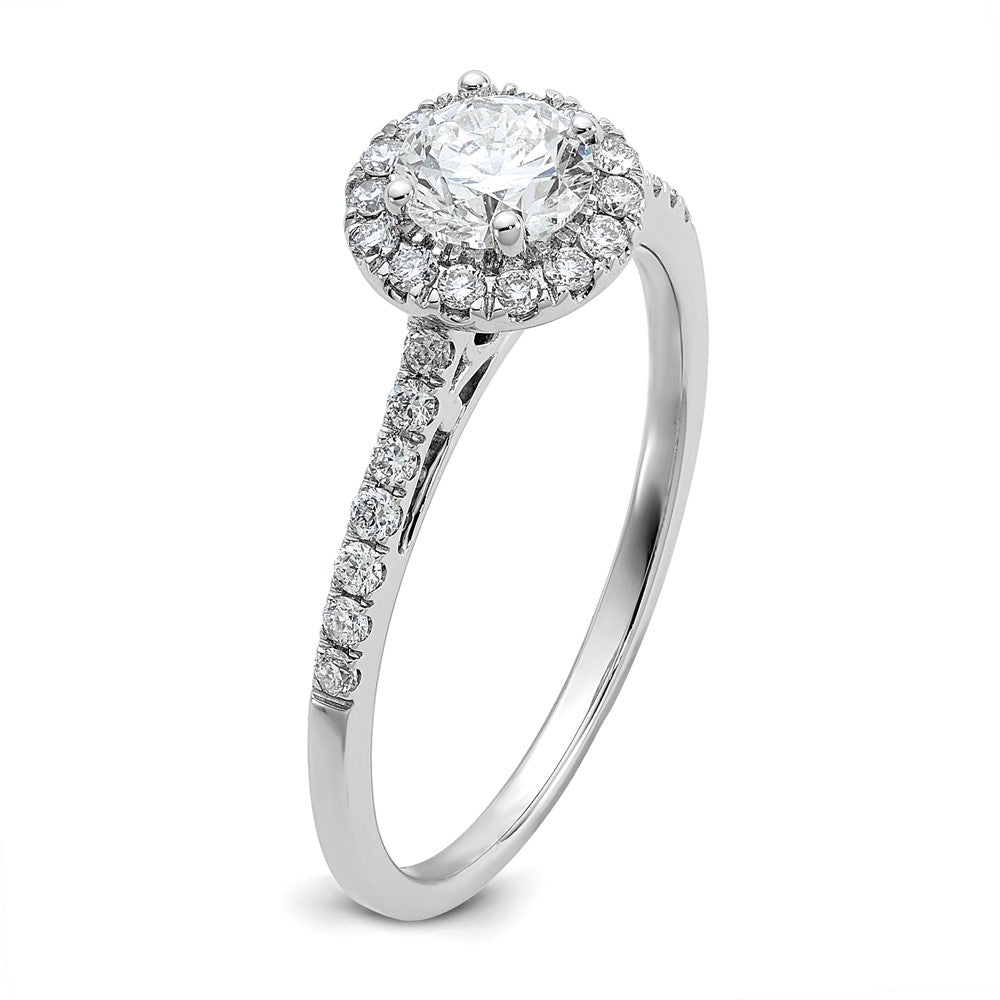 14k White Gold 3/4 carat Lab Grown Diamond VS/SI+ G+ Complete Size 7 Halo Engagement Ring