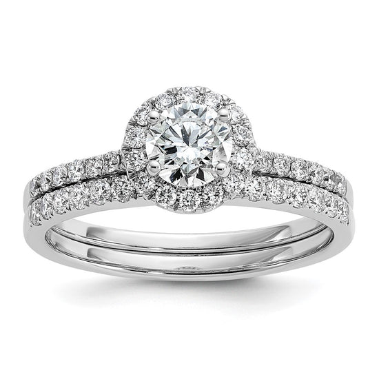 14k White Gold 3/4 carat Lab Grown Diamond VS/SI+ G+ Complete Size 7 Halo Engagement Ring