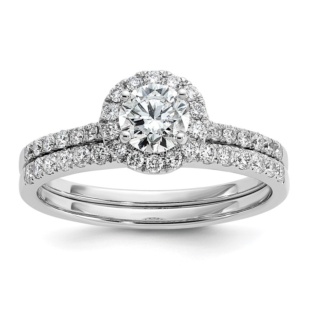 14k White Gold 3/4 carat Lab Grown Diamond VS/SI+ G+ Complete Size 7 Halo Engagement Ring