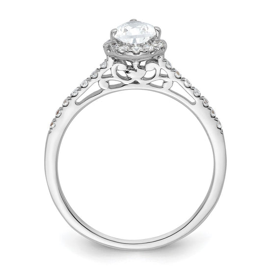 Pear Halo Diamond Semi-mount Engagement Rings