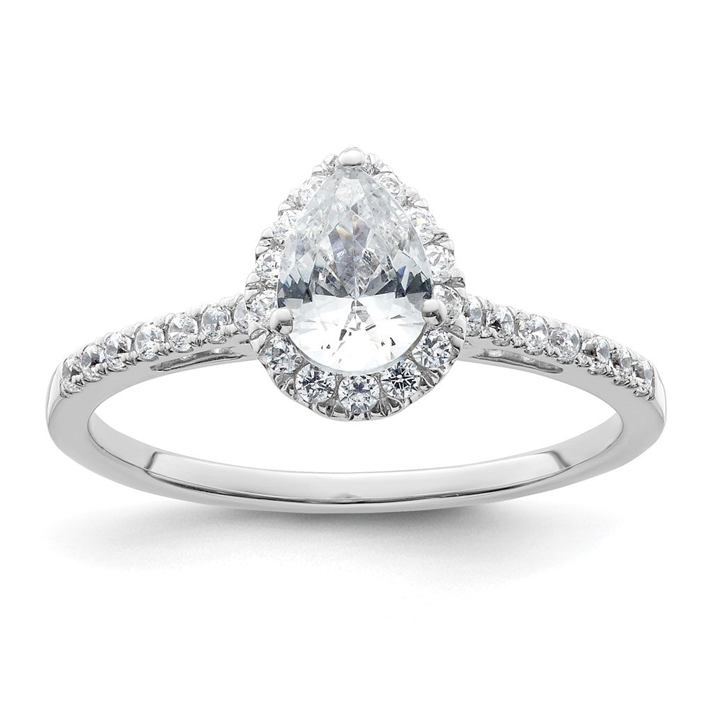 Pear Halo Diamond Semi-mount Engagement Rings