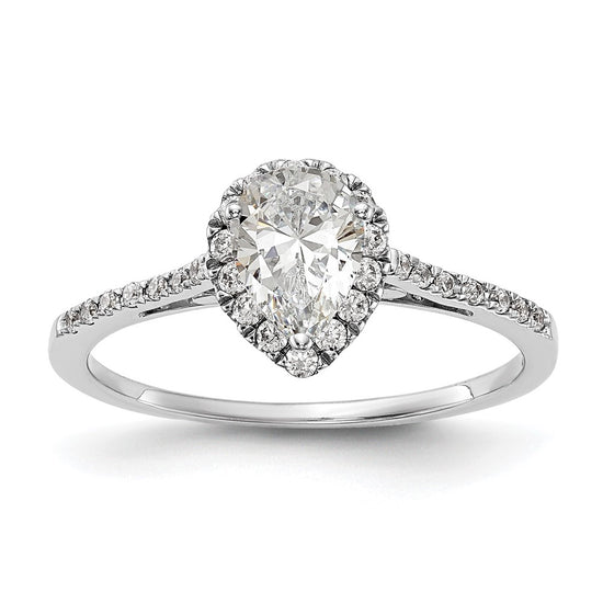 Pear Halo Diamond Semi-mount Engagement Rings