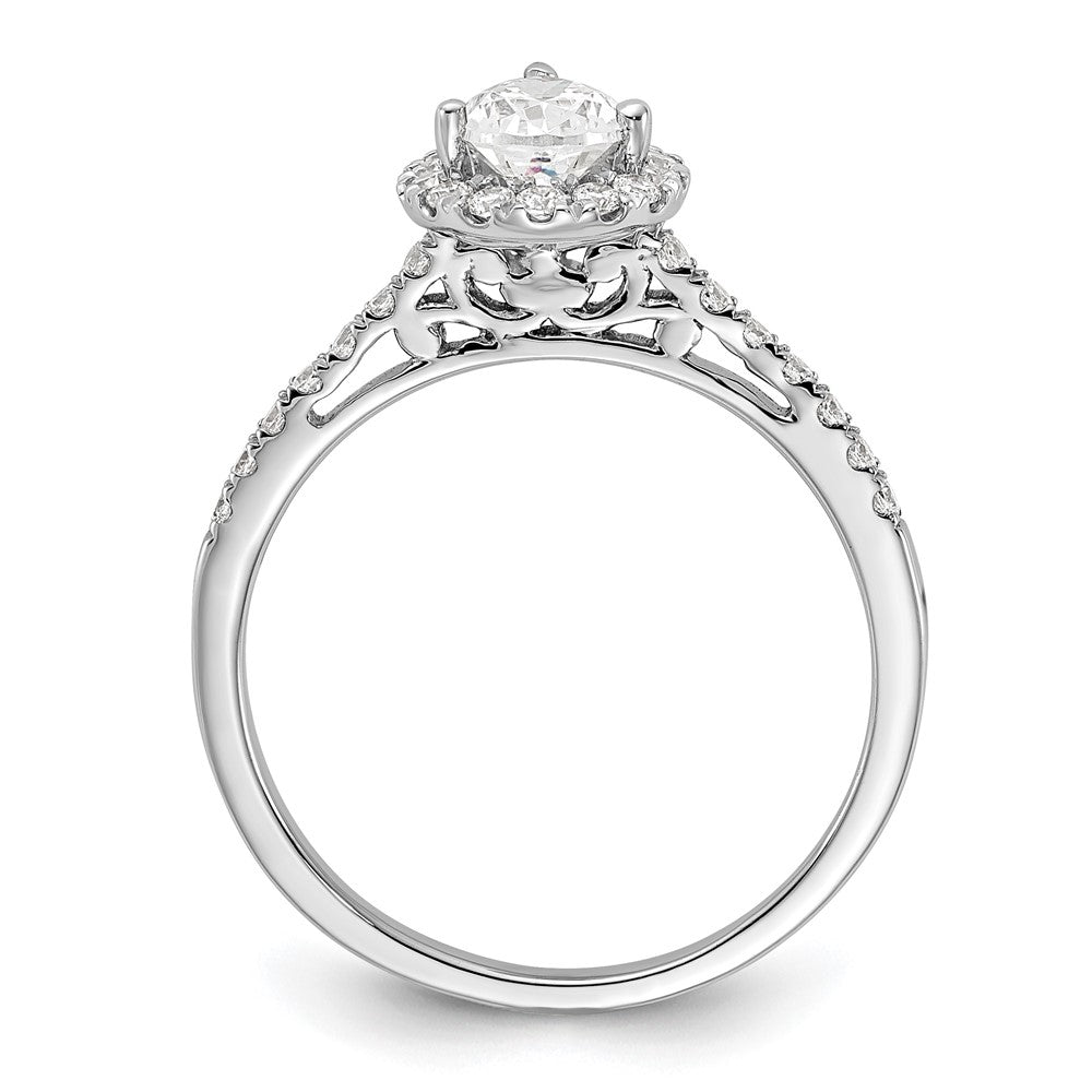 Pear Halo Diamond Semi-mount Engagement Rings
