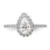 Pear Halo Diamond Semi-mount Engagement Rings