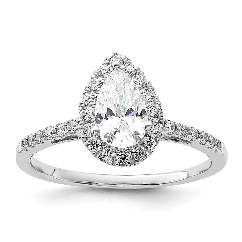 Pear Halo Diamond Semi-mount Engagement Rings
