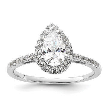Pear Halo Diamond Semi-mount Engagement Rings