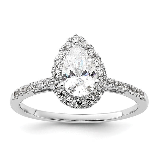 Pear Halo Diamond Semi-mount Engagement Rings
