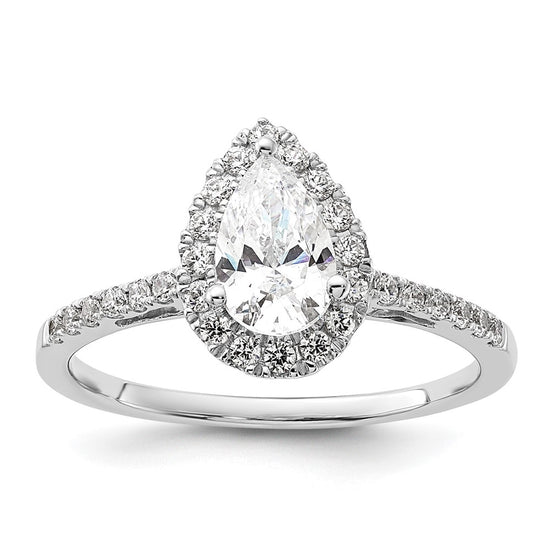 Pear Halo Diamond Semi-mount Engagement Rings