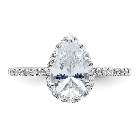 Pear Halo Diamond Semi-mount Engagement Rings