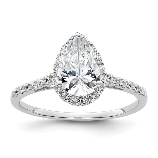 Pear Halo Diamond Semi-mount Engagement Rings