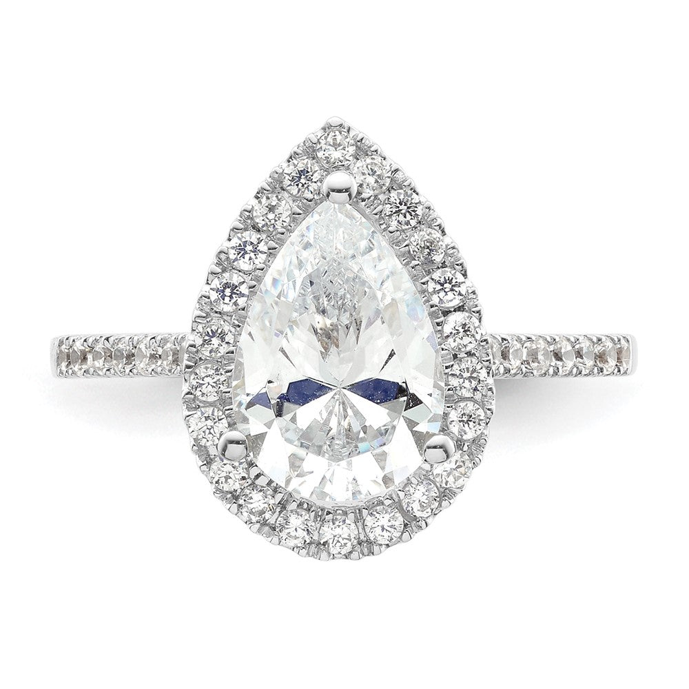 Pear Halo Diamond Semi-mount Engagement Rings