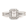 Emerald-Cut Halo Diamond Semi-mount Engagement Rings