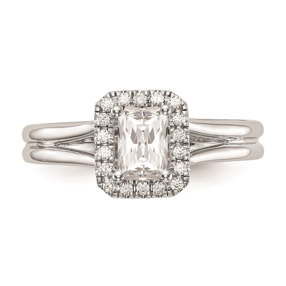 Emerald-Cut Halo Diamond Semi-mount Engagement Rings