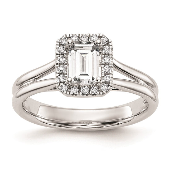 Emerald-Cut Halo Diamond Semi-mount Engagement Rings