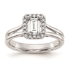 Emerald-Cut Halo Diamond Semi-mount Engagement Rings